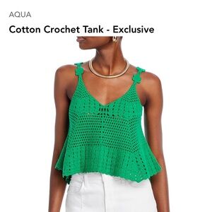Aqua XS Green Crochet Women's Crop Top